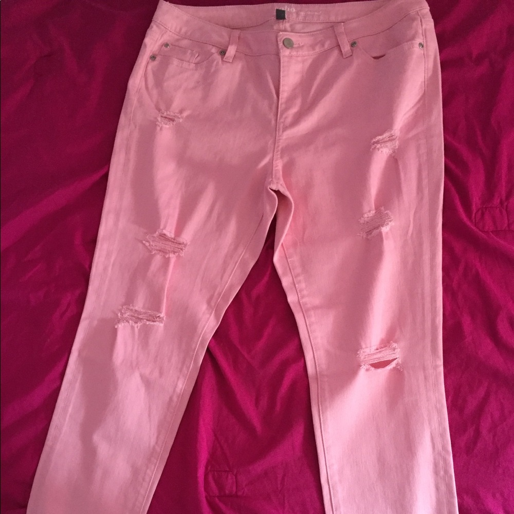New York & company pink denim boyfriend jeans